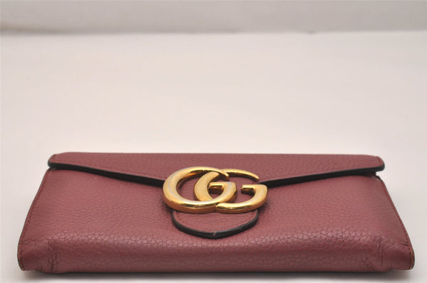 Authentic GUCCI GG Marmont Double G Long Wallet Purse Leather 400586 Pink 6695J