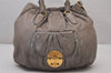 Authentic MIU MIU Vintage Leather Shoulder Tote Bag Gray 6696I