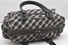 Authentic BURBERRY BLUE LABEL Check Hand Boston Bag Nylon Leather Black 6697K