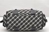 Authentic BURBERRY BLUE LABEL Check Hand Boston Bag Nylon Leather Black 6697K