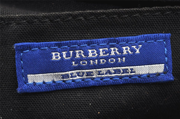 Authentic BURBERRY BLUE LABEL Check Hand Boston Bag Nylon Leather Black 6697K