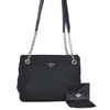 Authentic BOTTEGA VENETA Intrecciomirage Shoulder Bag Nylon Leather Black 6698J