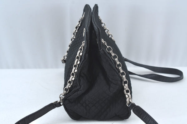 Authentic BOTTEGA VENETA Intrecciomirage Shoulder Bag Nylon Leather Black 6698J