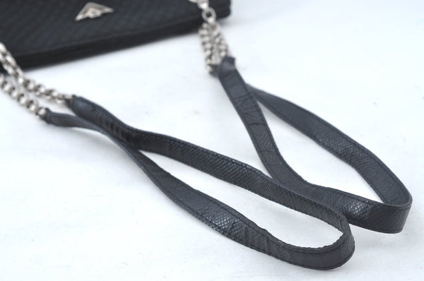 Authentic BOTTEGA VENETA Intrecciomirage Shoulder Bag Nylon Leather Black 6698J