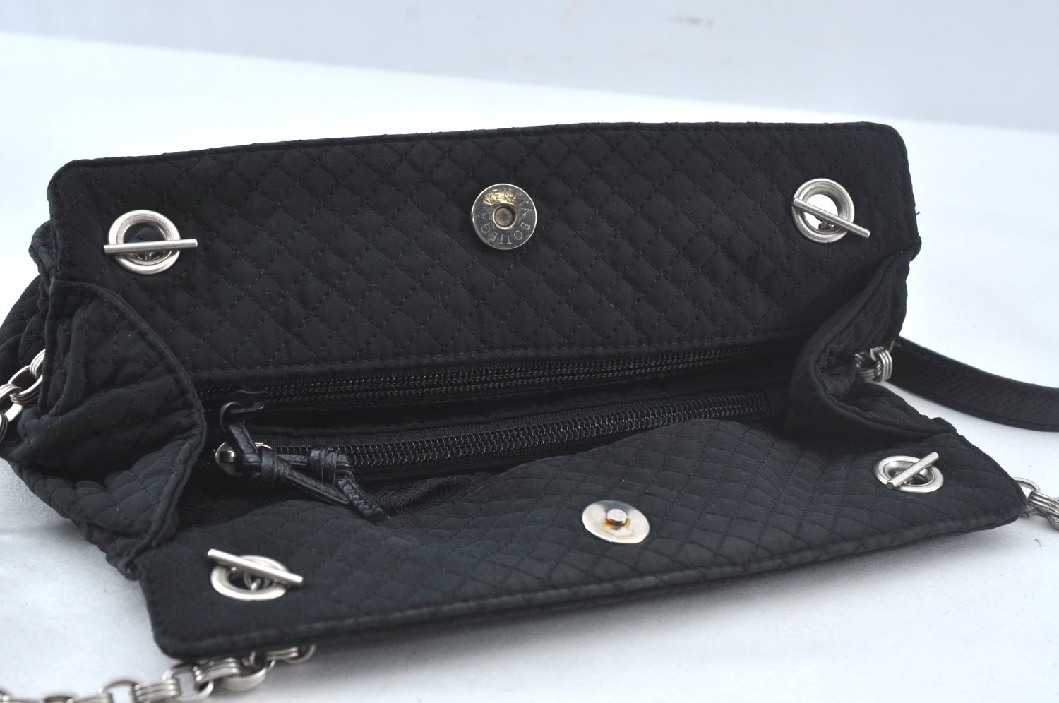 Authentic BOTTEGA VENETA Intrecciomirage Shoulder Bag Nylon Leather Black 6698J