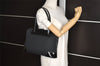 Authentic GUCCI Vintage Shoulder Hand Bag GG Canvas Enamel 0021122 Black 6701I