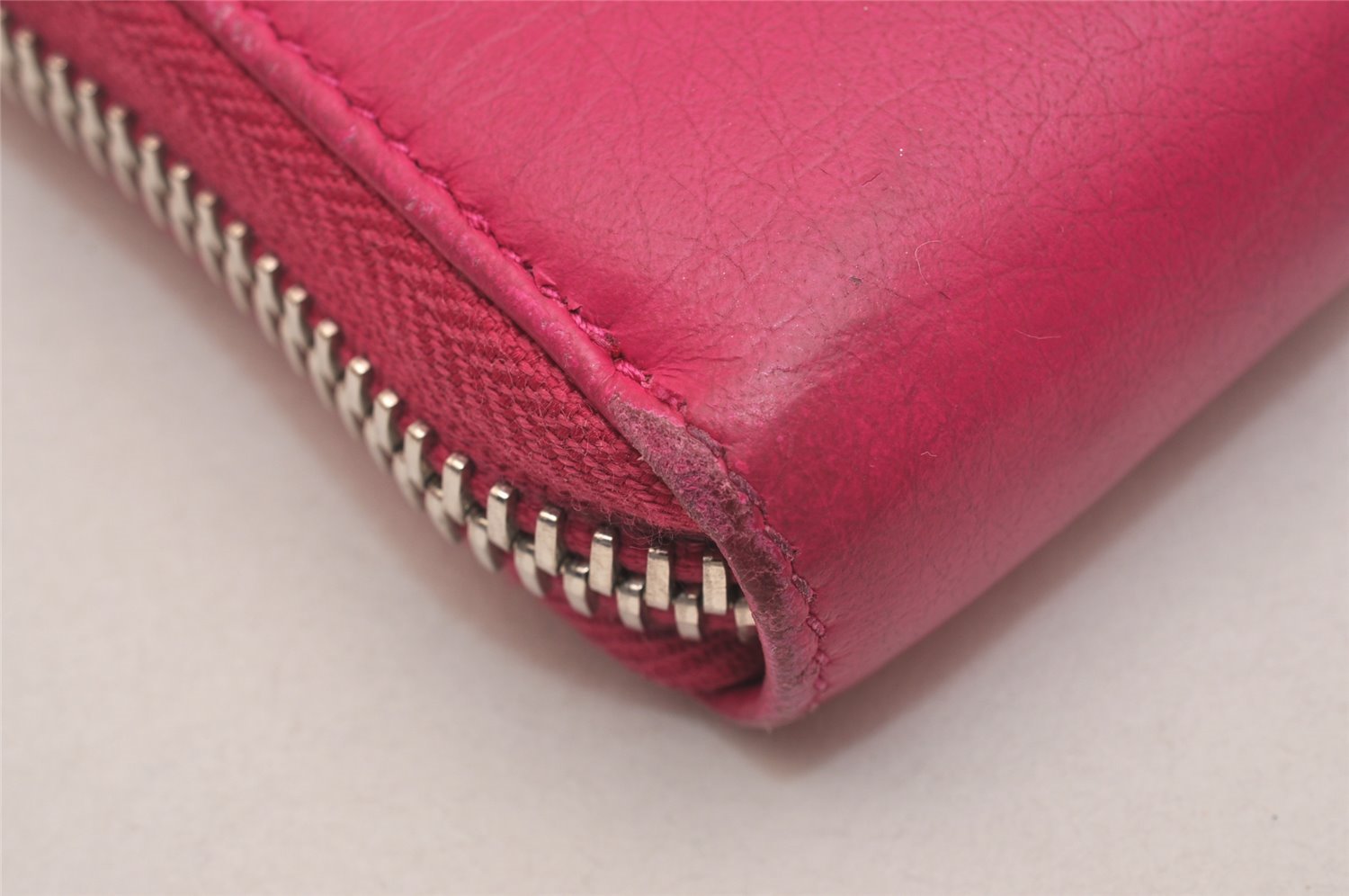 Auth BALENCIAGA Papier Continental Zip Around Wallet Leather 381226 Pink 6703J