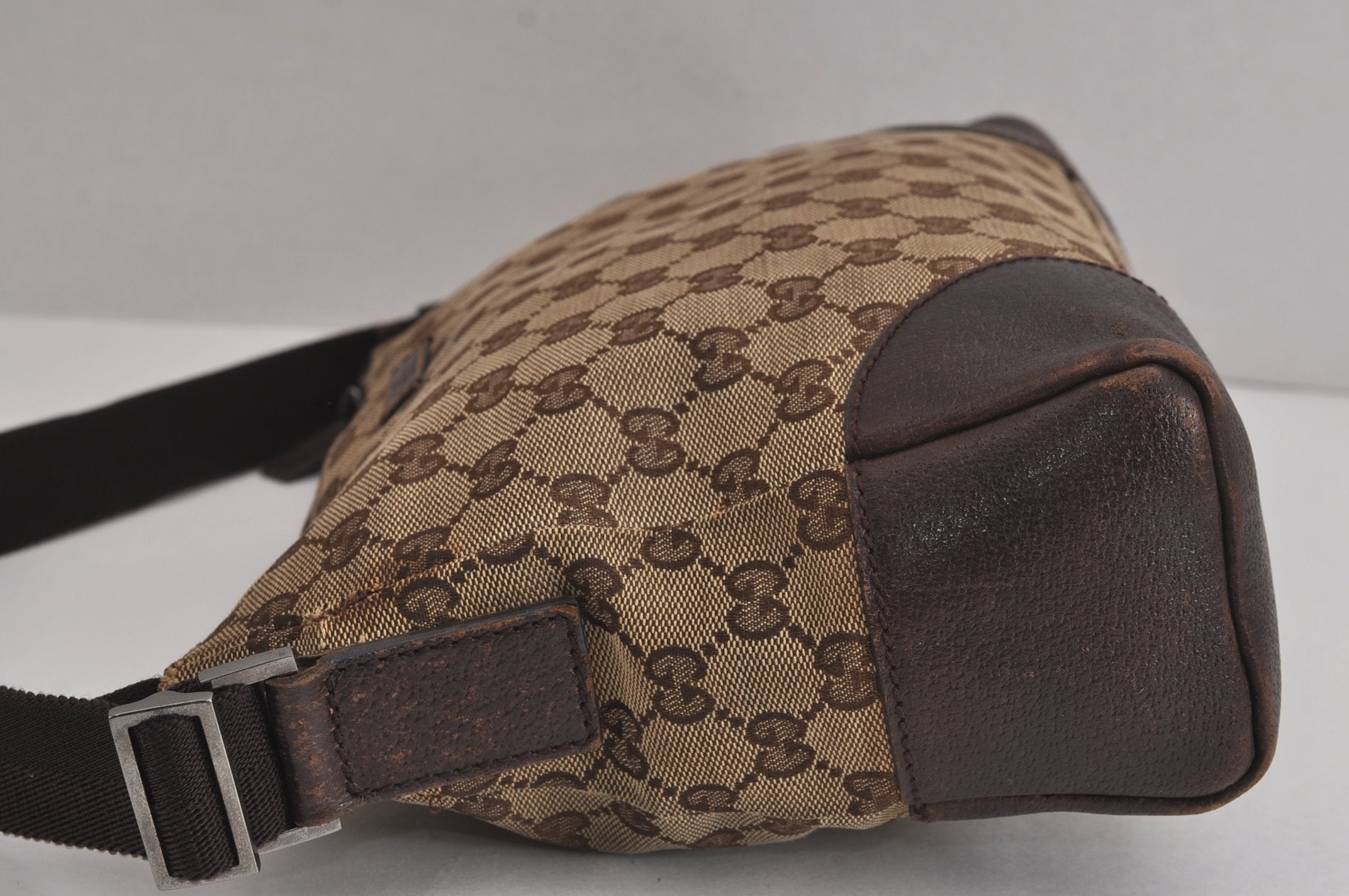 Authentic GUCCI Shoulder Cross Body Bag GG Canvas Leather 114273 Brown 6705J