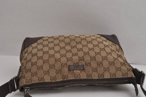 Authentic GUCCI Shoulder Cross Body Bag GG Canvas Leather 114273 Brown 6705J