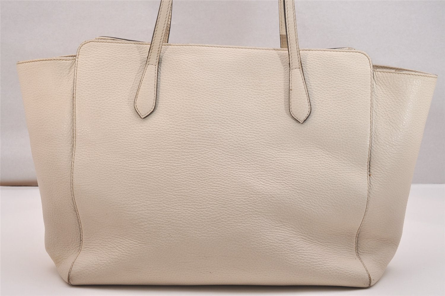 Authentic GUCCI Vintage Swing Large Shoulder Tote Bag Leather 354397 White 6707J