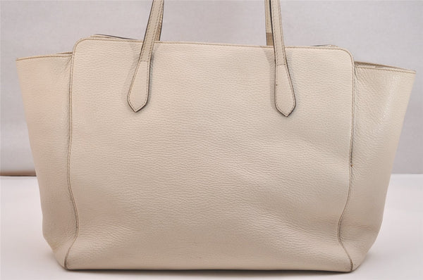 Authentic GUCCI Vintage Swing Large Shoulder Tote Bag Leather 354397 White 6707J