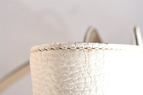 Authentic GUCCI Vintage Swing Large Shoulder Tote Bag Leather 354397 White 6707J