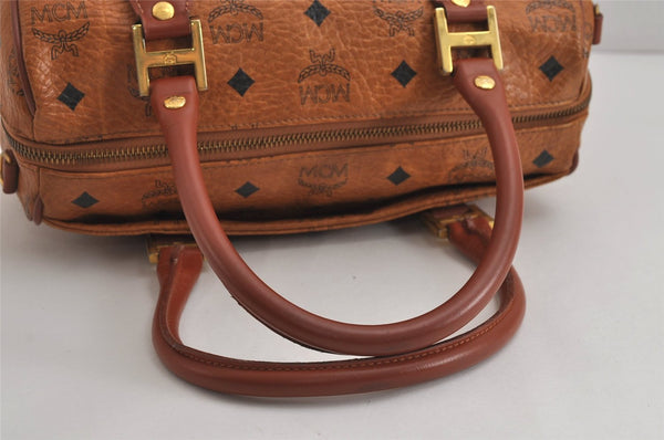 Authentic MCM Vintage Visetos Leather 2Way Shoulder Hand Bag Purse Brown 6710J