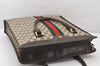 Authentic GUCCI Web Sherry Line Hand Tote Bag GG PVC Leather Brown Junk 6710K