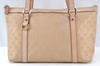 Authentic GUCCI Abbey Shoulder Tote Bag GG Canvas Leather 141470 Pink Gold 6713J