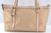 Authentic GUCCI Abbey Shoulder Tote Bag GG Canvas Leather 141470 Pink Gold 6713J