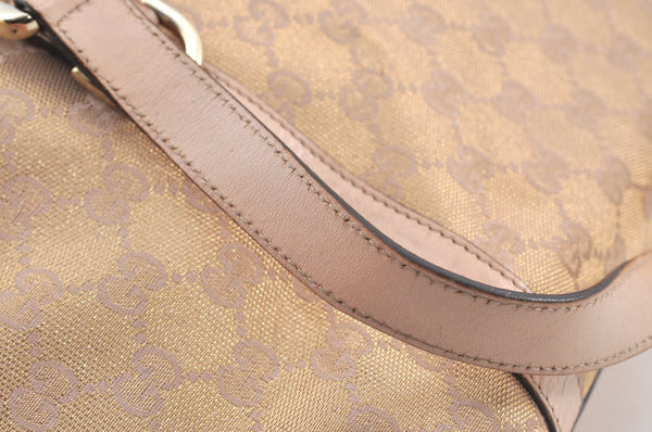 Authentic GUCCI Abbey Shoulder Tote Bag GG Canvas Leather 141470 Pink Gold 6713J