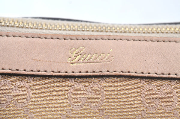 Authentic GUCCI Abbey Shoulder Tote Bag GG Canvas Leather 141470 Pink Gold 6713J