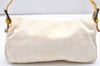 Authentic FENDI Mamma Baguette Shoulder Hand Bag Canvas Leather Cream 6713K