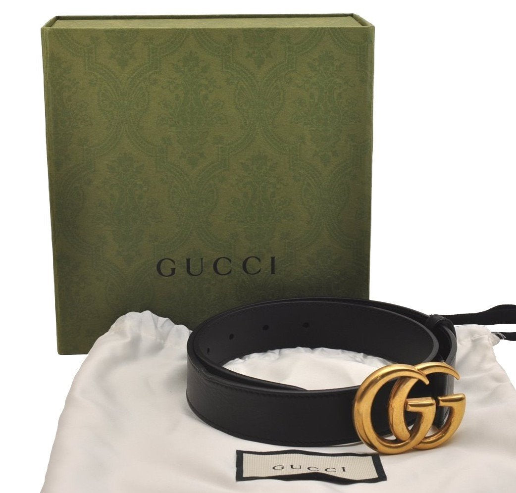 Authentic GUCCI Double G Belt Leather Size 70cm 27.6