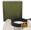 Authentic GUCCI Double G Belt Leather Size 70cm 27.6" 414516 Black Box 6714J