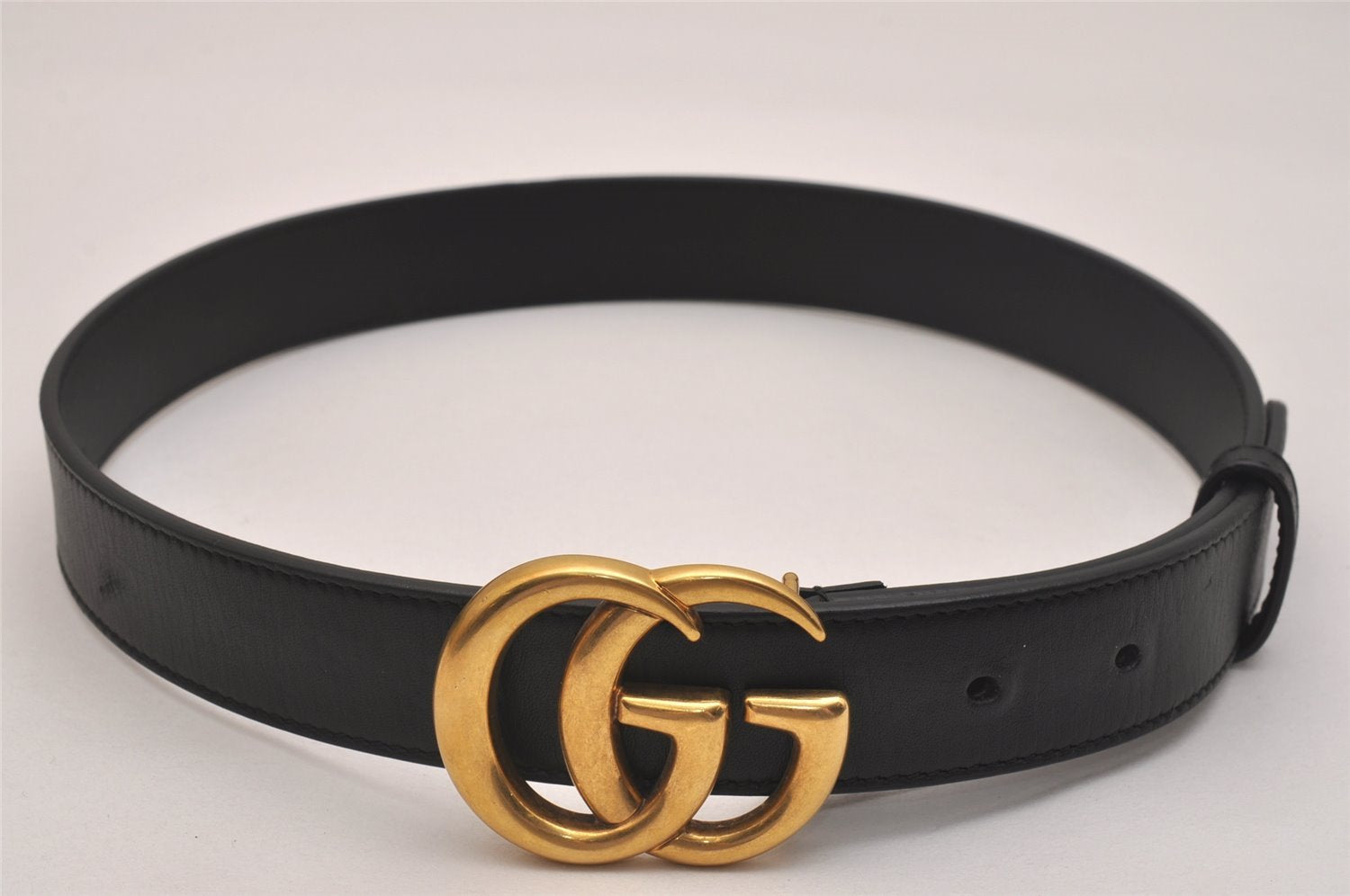 Authentic GUCCI Double G Belt Leather Size 70cm 27.6