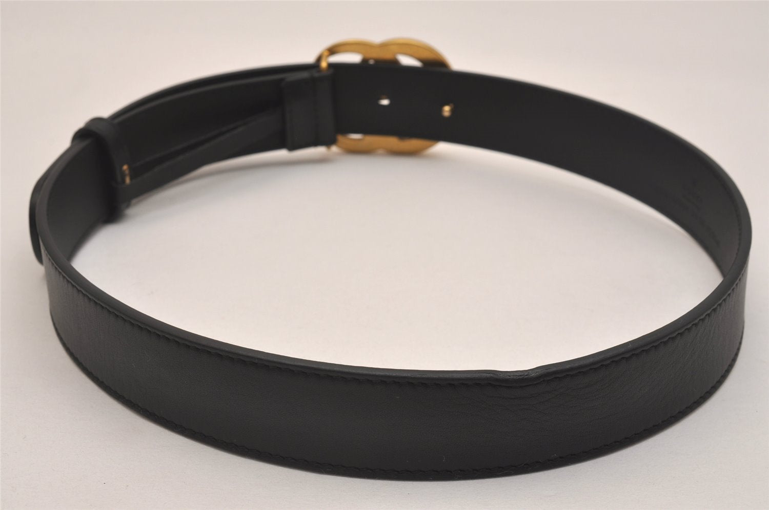 Authentic GUCCI Double G Belt Leather Size 70cm 27.6