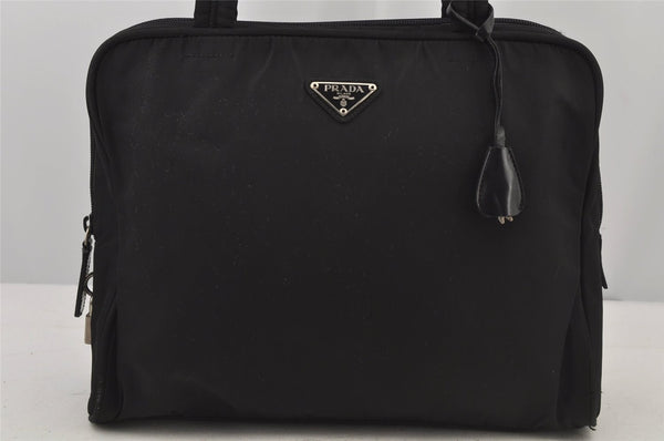 Authentic PRADA Vintage Nylon Tessuto Leather Shoulder Tote Bag Black 6715J