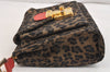 Authentic FENDI Leopard Pattern Clutch Hand Bag Purse Canvas Leather Brown 6715K