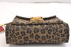 Authentic FENDI Leopard Pattern Clutch Hand Bag Purse Canvas Leather Brown 6715K