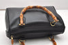 Authentic GUCCI Bamboo 2Way Shoulder Hand Bag Purse Leather Black Junk 6716K