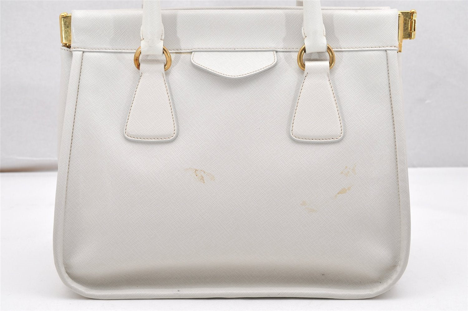 Authentic PRADA Saffiano Lux Leather Shoulder Hand Bag BN2185 White 6717K