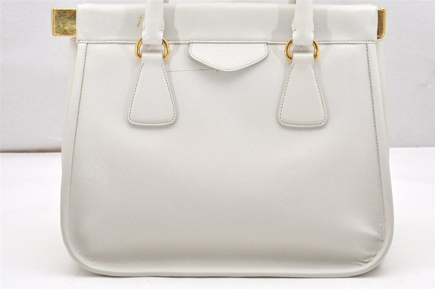 Authentic PRADA Saffiano Lux Leather Shoulder Hand Bag BN2185 White 6717K