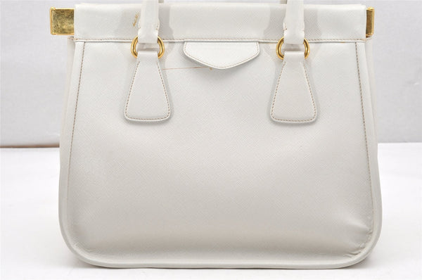 Authentic PRADA Saffiano Lux Leather Shoulder Hand Bag BN2185 White 6717K