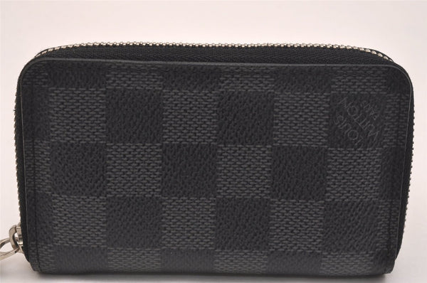 Authentic Louis Vuitton Damier Graphite Zippy Coin Purse Wallet N63076 LV 6719J