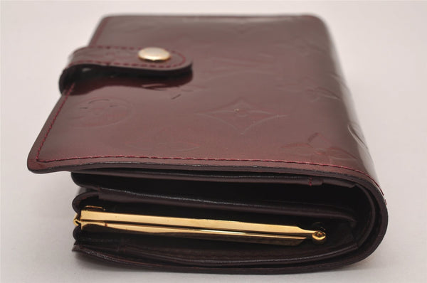 Auth Louis Vuitton Vernis Portefeuille Viennois Wallet Wine Red M91524 LV 6720I