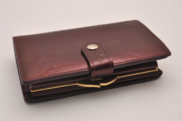 Auth Louis Vuitton Vernis Portefeuille Viennois Wallet Wine Red M91524 LV 6720I