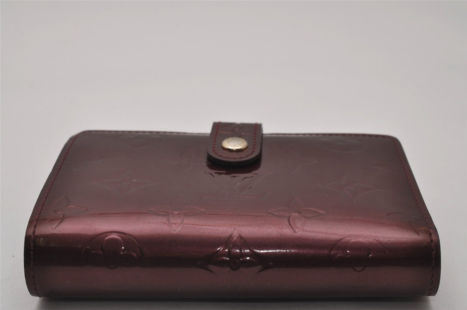 Auth Louis Vuitton Vernis Portefeuille Viennois Wallet Wine Red M91524 LV 6720I