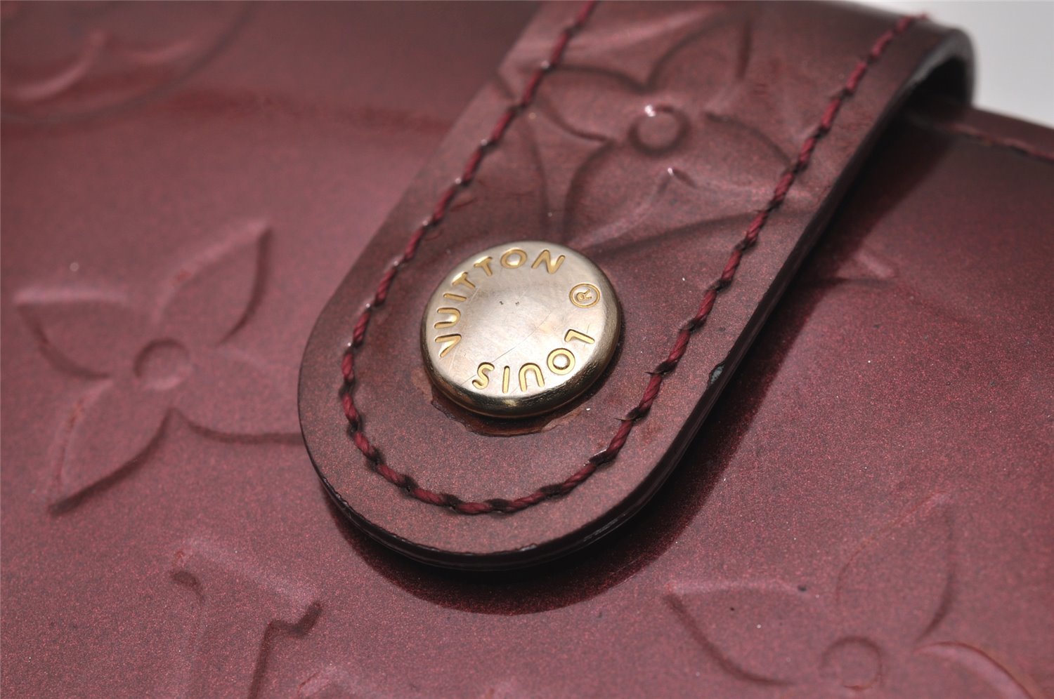 Auth Louis Vuitton Vernis Portefeuille Viennois Wallet Wine Red M91524 LV 6720I