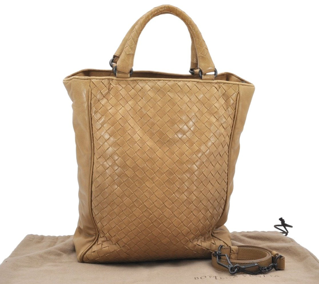 Authentic BOTTEGA VENETA Intrecciato Leather 2Way Shoulder Hand Bag Beige 6720K