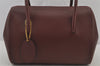 Authentic Cartier Must de Cartier Hand Boston Bag Leather Bordeaux Red 6722J