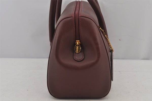 Authentic Cartier Must de Cartier Hand Boston Bag Leather Bordeaux Red 6722J