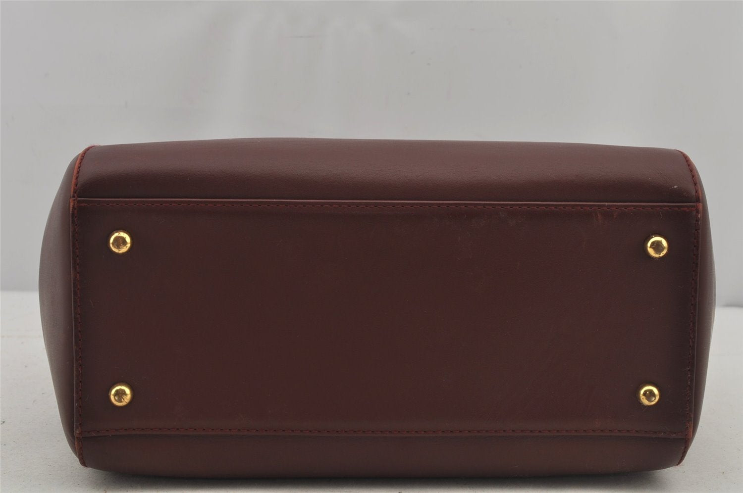 Authentic Cartier Must de Cartier Hand Boston Bag Leather Bordeaux Red 6722J