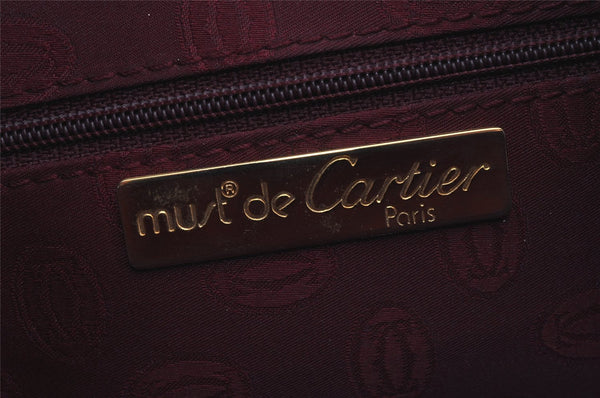 Authentic Cartier Must de Cartier Hand Boston Bag Leather Bordeaux Red 6722J