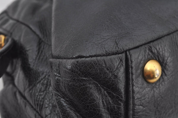 Authentic MIU MIU Vintage Leather 2Way Shoulder Hand Bag Black 6724J