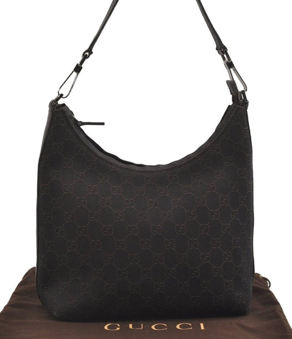 Authentic GUCCI Shoulder Hand Bag Purse GG Canvas Leather 28335 Brown 6725J