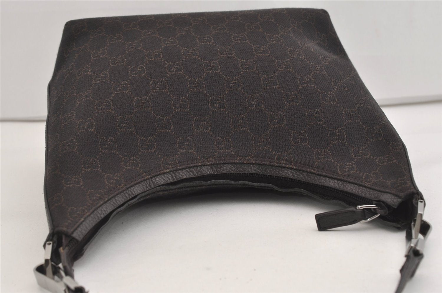 Authentic GUCCI Shoulder Hand Bag Purse GG Canvas Leather 28335 Brown 6725J