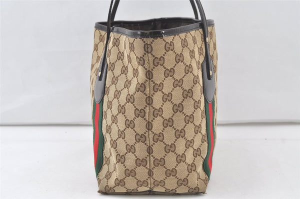 Authentic GUCCI Jolie Web Sherry Line Tote Bag GG Canvas Enamel Brown 6725K