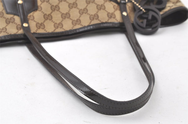 Authentic GUCCI Jolie Web Sherry Line Tote Bag GG Canvas Enamel Brown 6725K