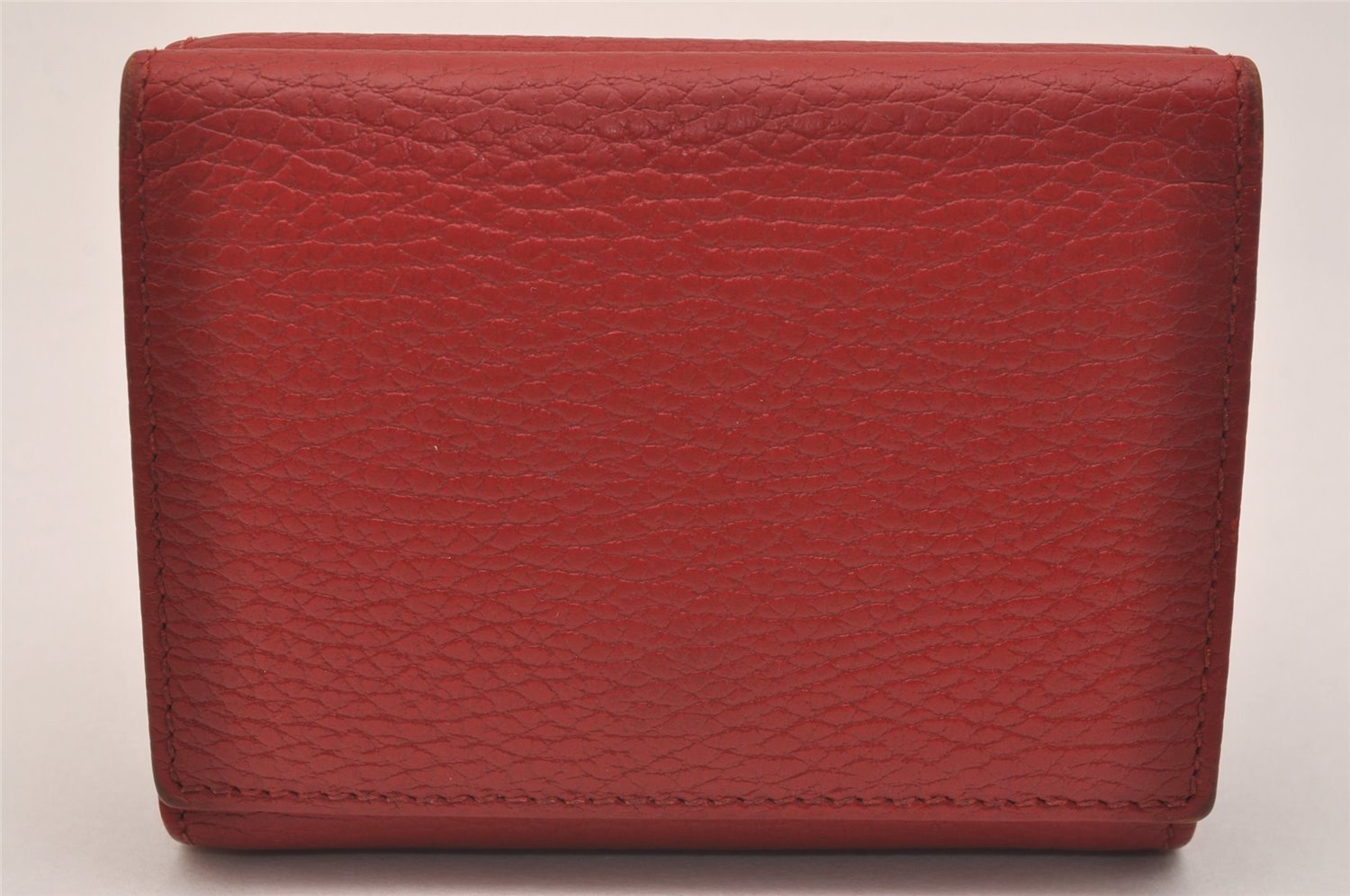 Authentic GUCCI Petite Mormont Trifold Wallet Purse Leather 474746 Red 6727J